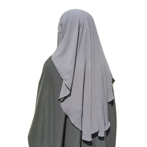 Three Layer Niqab Grey with Nose String (Long)